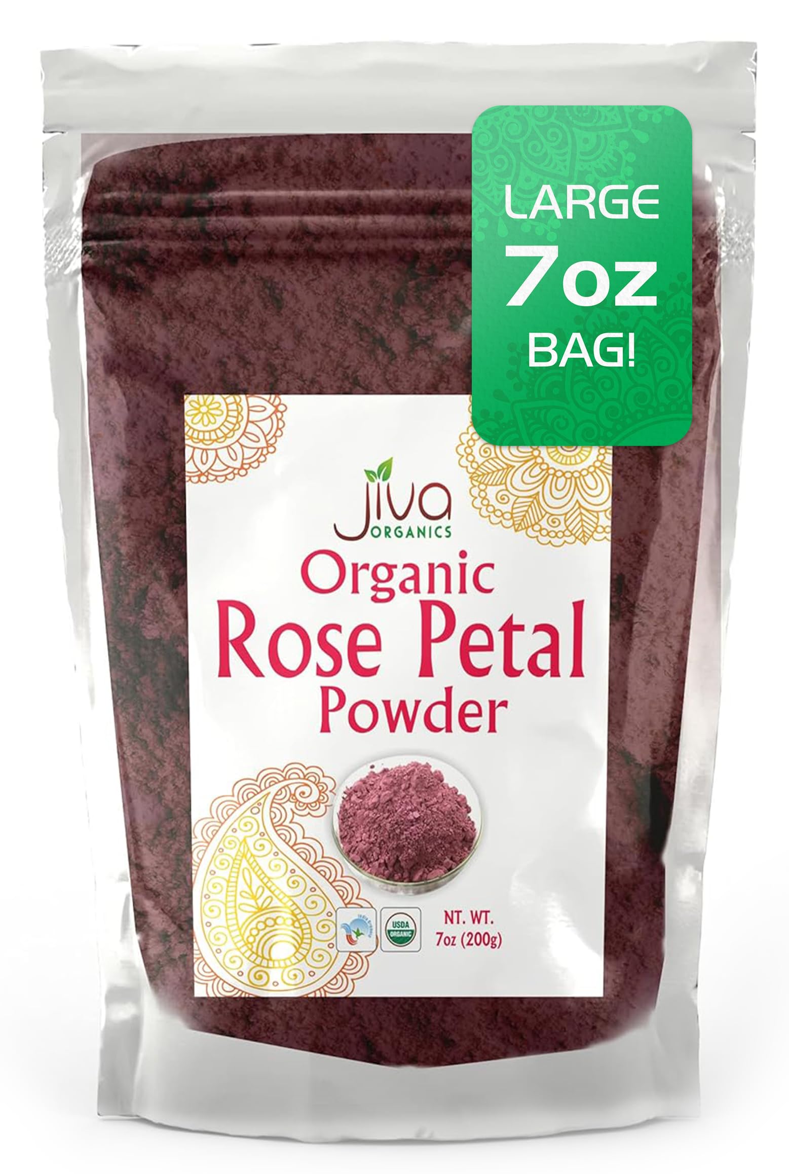 Jiva Organics Rose Petals Powder 200g (7oz) | Rosa centifolia Natural Face Packs & Facial Mask Formulations - Great for Skin | 100% Pure | Chemical-Free | Preservative-Free | No Artificial Color
