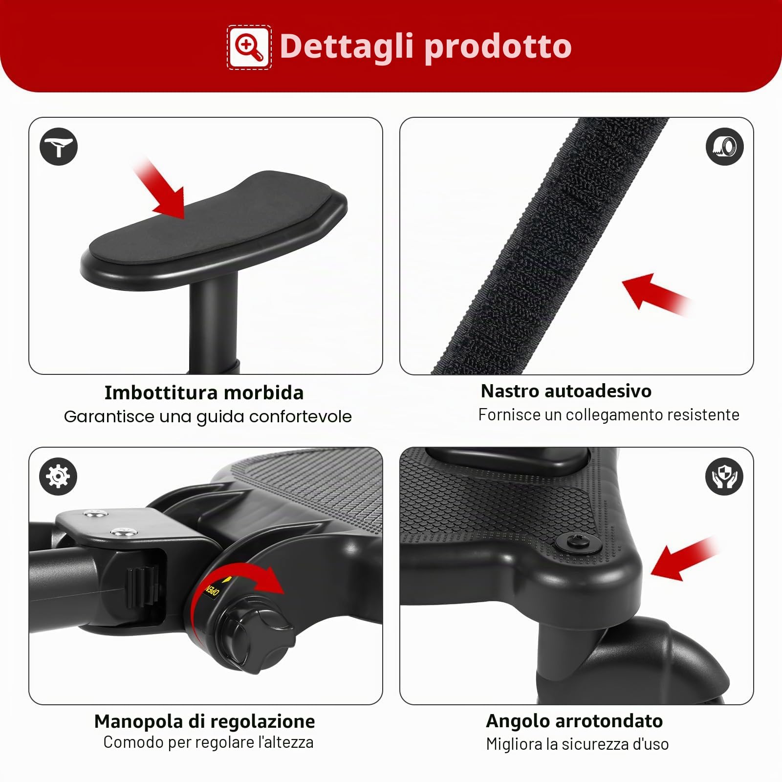 Passeggino con sedile – Pedana – Design a due ruote a 360° – Supporto universale per passeggino, accessori per passeggino, adatto per ogni passeggino