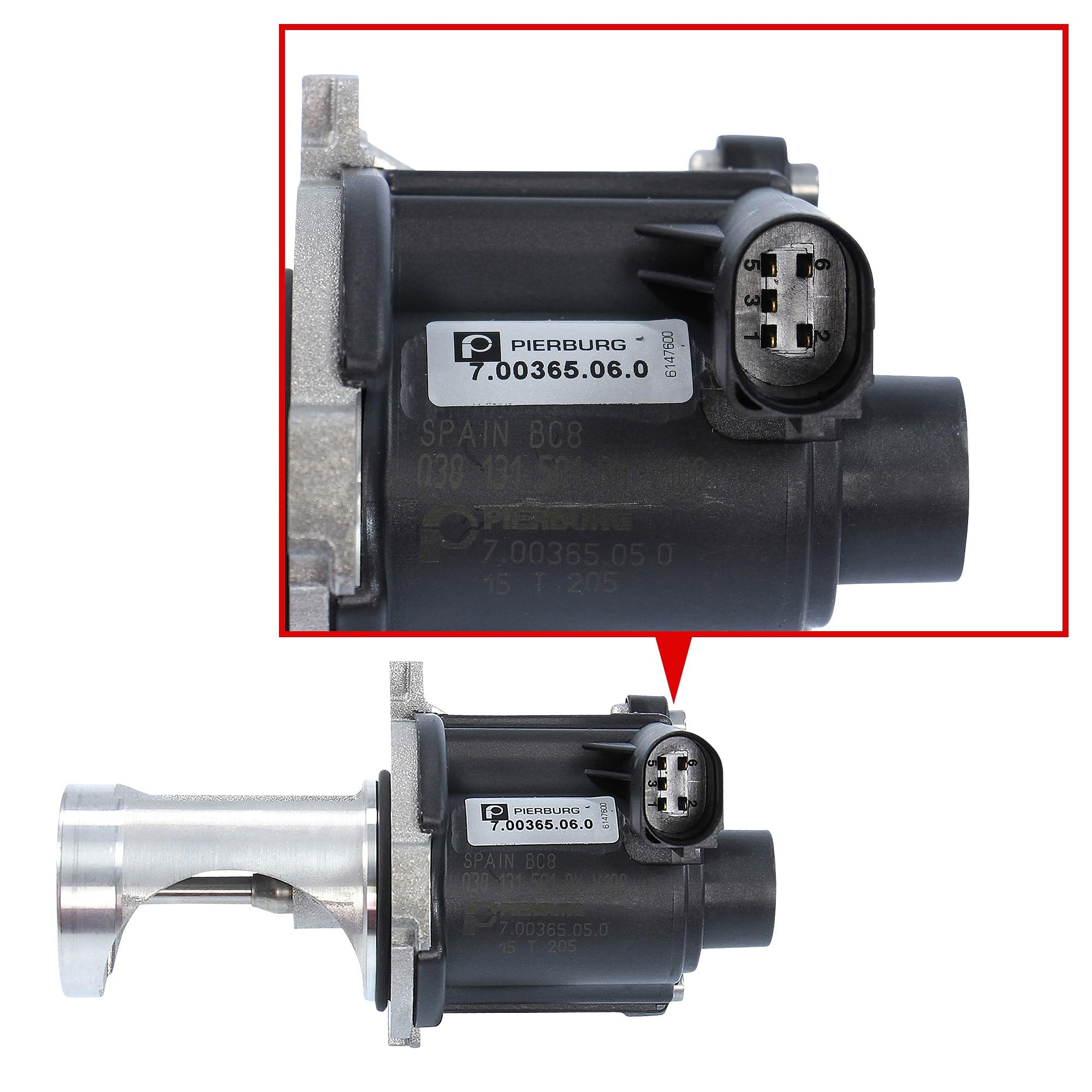 Pierburg 7.00365.06.0 Elektrisches EGR Regelventil mit Dichtung, 12V