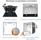Light Box Photography 12"x12"x12", Photo Box Booth with 120 LEDs (CRI>95), 6 PVC Backdrops, Adjustable Lighting & Top-Down Studio Photo Tent for Jewelry, Small Product Photos - 6