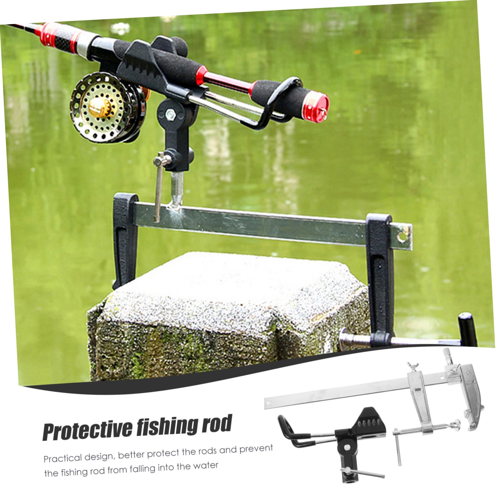 Abaodam Support Protège Les Bâtons Bâtons de Pêche en Métal Multifonction pour Angle Réglable 1pc Robuste et Pratique pour Pêche en Mer la Main