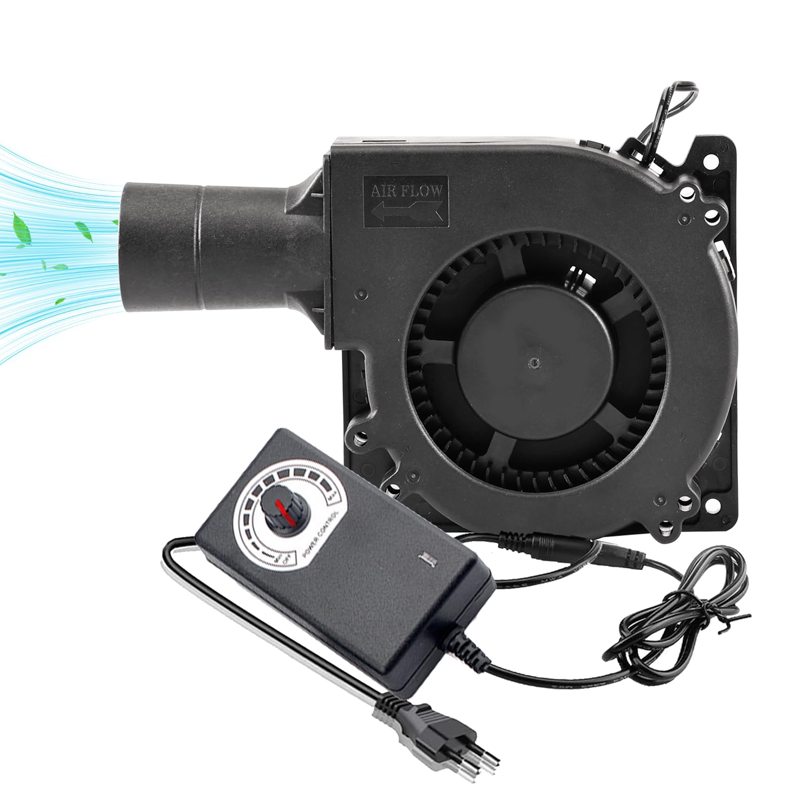 Silkwish Ventilatorventilator 230 V met toerentalregelaar, AC- radiaalventilator met regelaar, turbineventilator voor verwarmingstoestellen, grill, BBQ, picknick, koelventilator voor huishoudelijke
