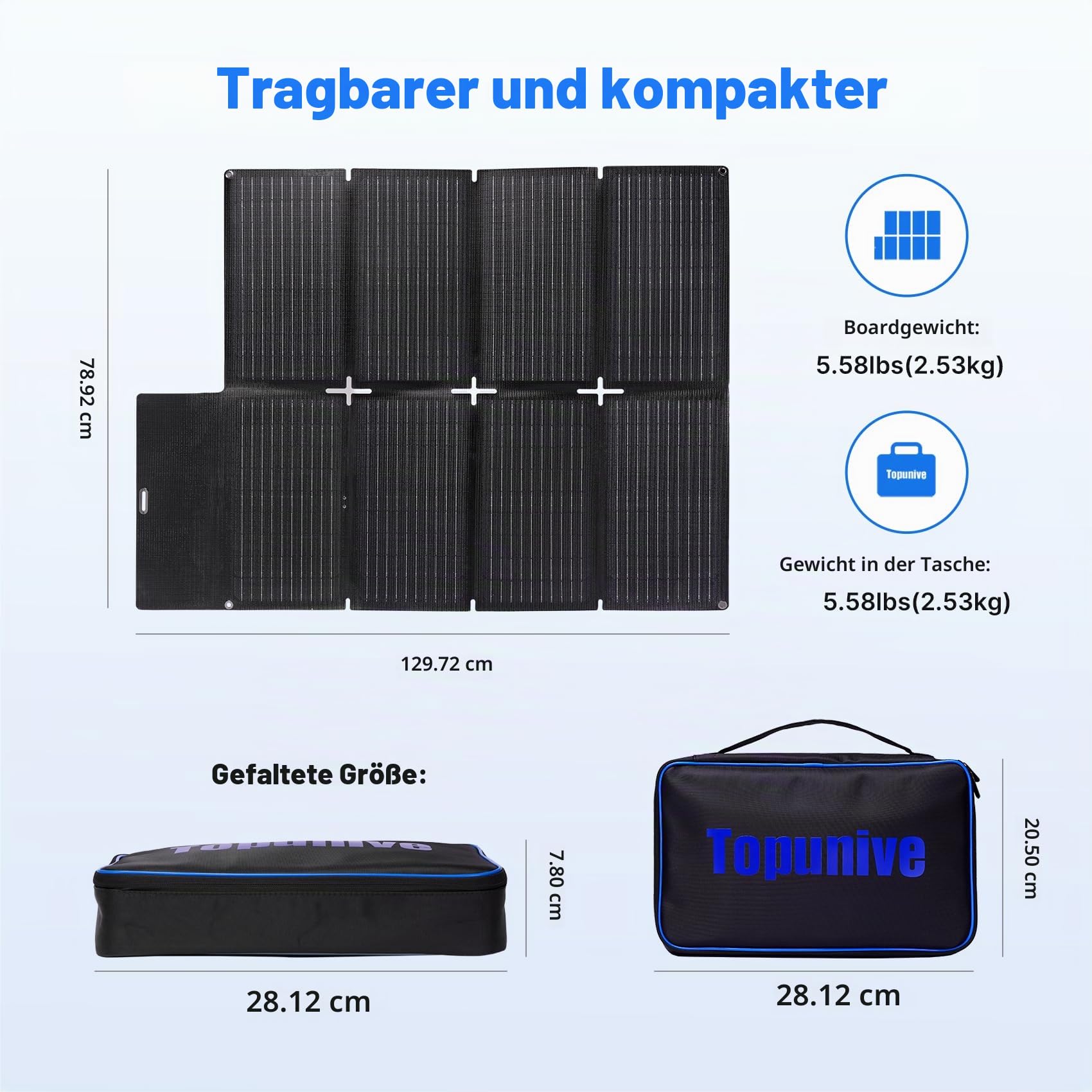 Solarpanel Faltbar 100W für Tragbares Powerstation Solargenerator, Kompakt und IP67 mit USB-A&C Pd 65w Solarmodul Solarladegerät für Handy Tablet Outdoor Reisen Camping Notfälle