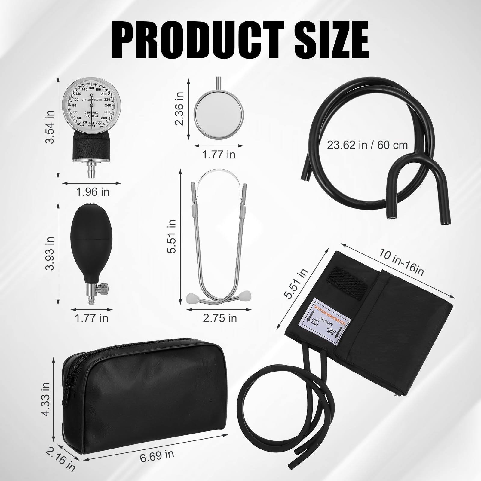 Healifty Manguito de presión arterial manual y estetoscopio – Esfigmomanómetro para el hogar (negro)