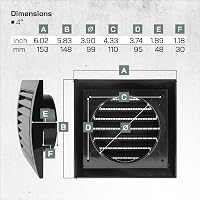 Vent Systems 100 mm Fekete Szellőzőrács - Szárítógép, Fürdőszoba, Kültéri/Beltéri Légkivezető Takaró, Elszívó Rendszer, ABS Anyag, Könnyen S 2