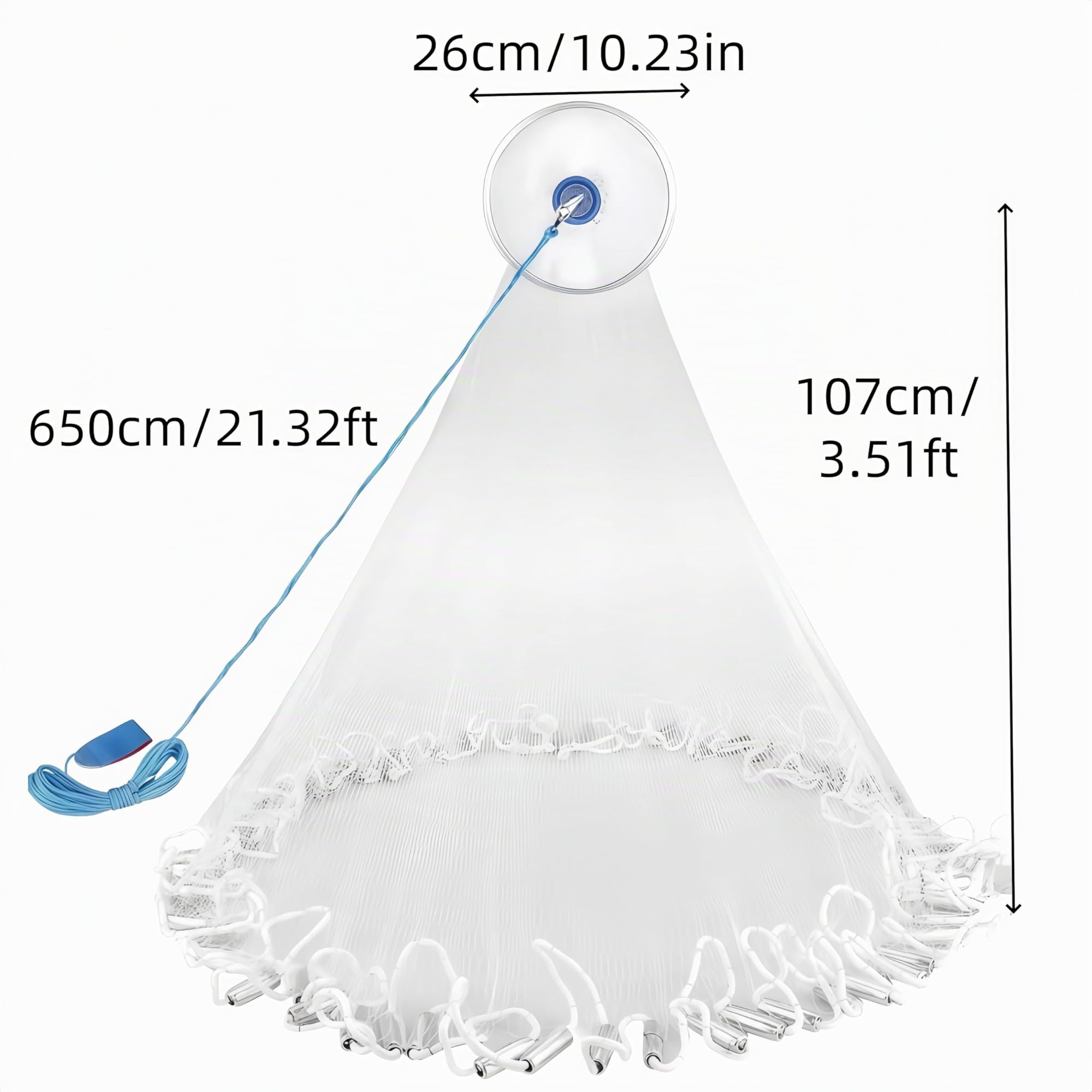 Rete di lancio per la pesca,Rete da Pesca Rezzaglio da Pesca,diametro 2,4 m,monofilamento a mano,reti da colata d'acqua dolce,per acqua salata e acqua salata