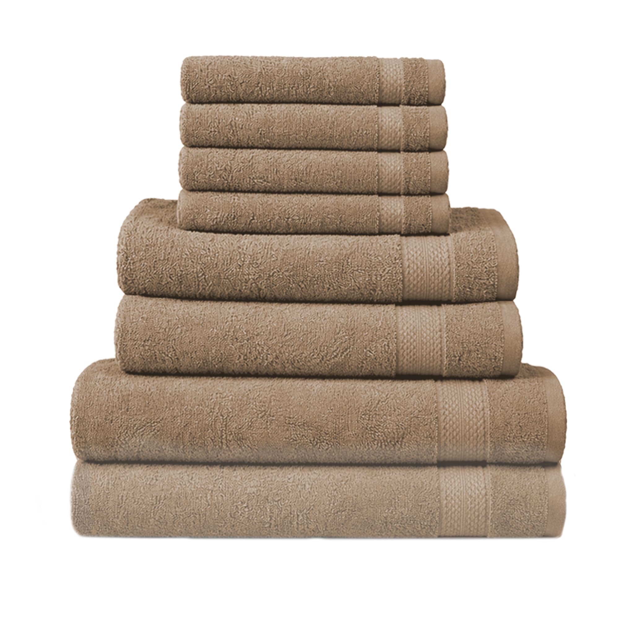 RAYMSTER 8 Piece Egyptian Cotton Towel Set - 2 Bath, 4 Face, & 2 Hand Towels Set for Daily Use - Soft, Highly Absorbent, Quick Dry, and Lightweight - Hotel Spa Quality - 500 GSM (Beige)