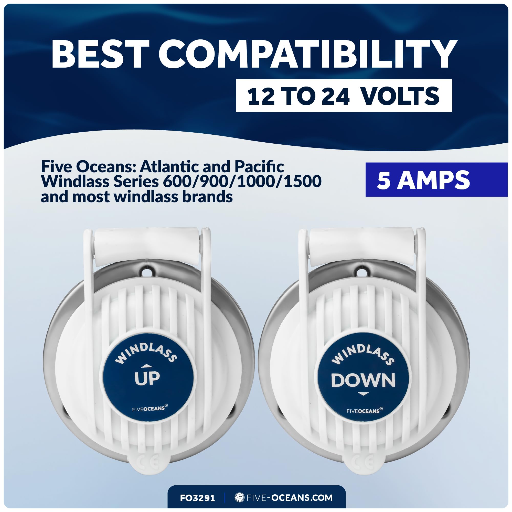 Five Oceans Windlass Foot Switch - Covered Anchor Windlass Deck Foot Switch UpDown Single Direction Switches White UV-Stabilized Plastic Hinged Cover 12-24-Volts 5-Amp - FO3291 product thumbnail 6