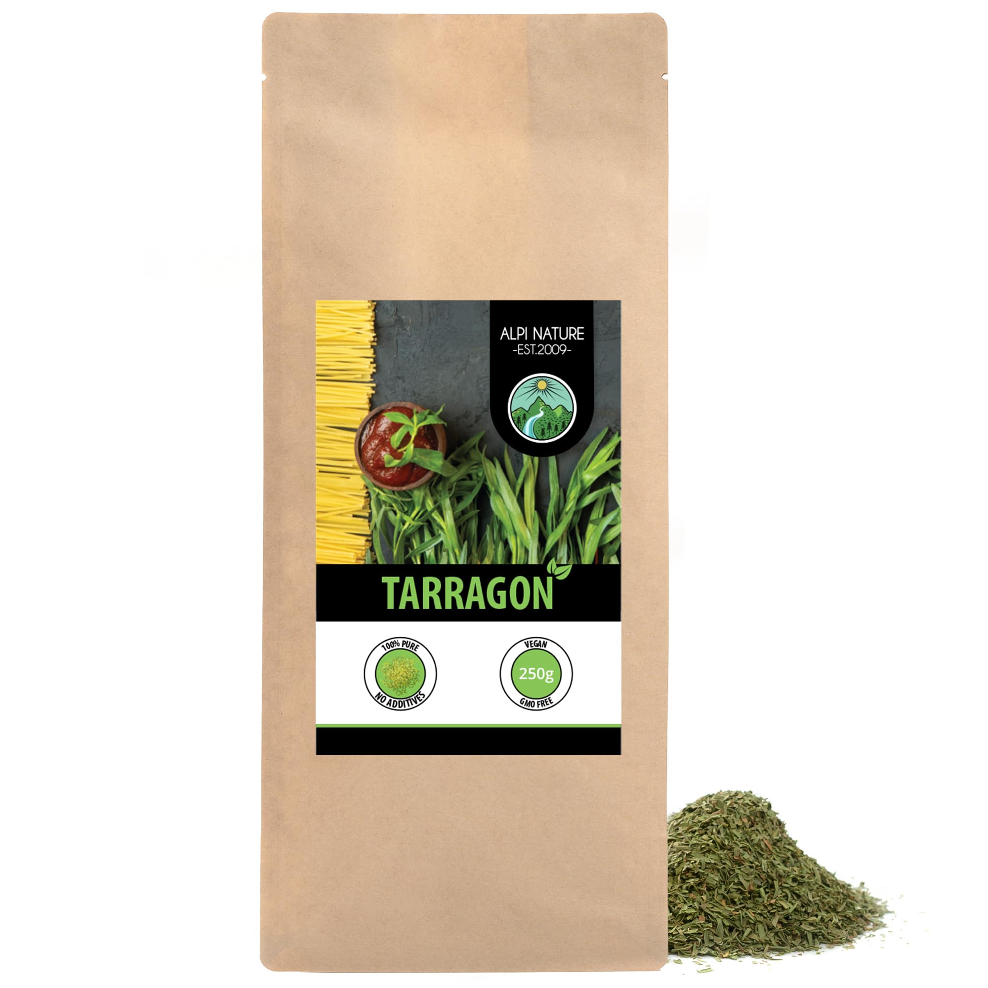 Alpi Nature Tarragon 250g 8.8 oz, Dried and Rubbed Herb, Tarragon Spice for Cooking and Seasoning
