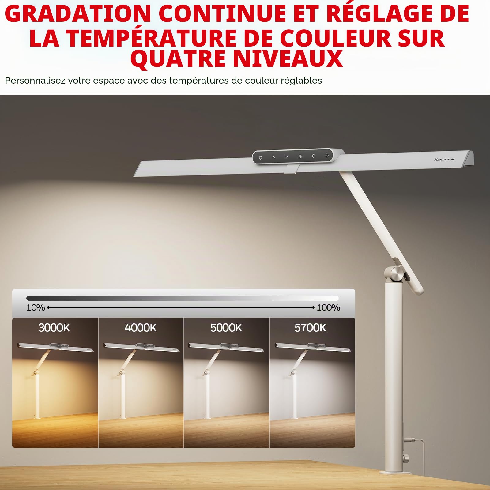 Honeywell Lampe à pince LED HJ1 Sunturalux 1200LM pour ordinateur