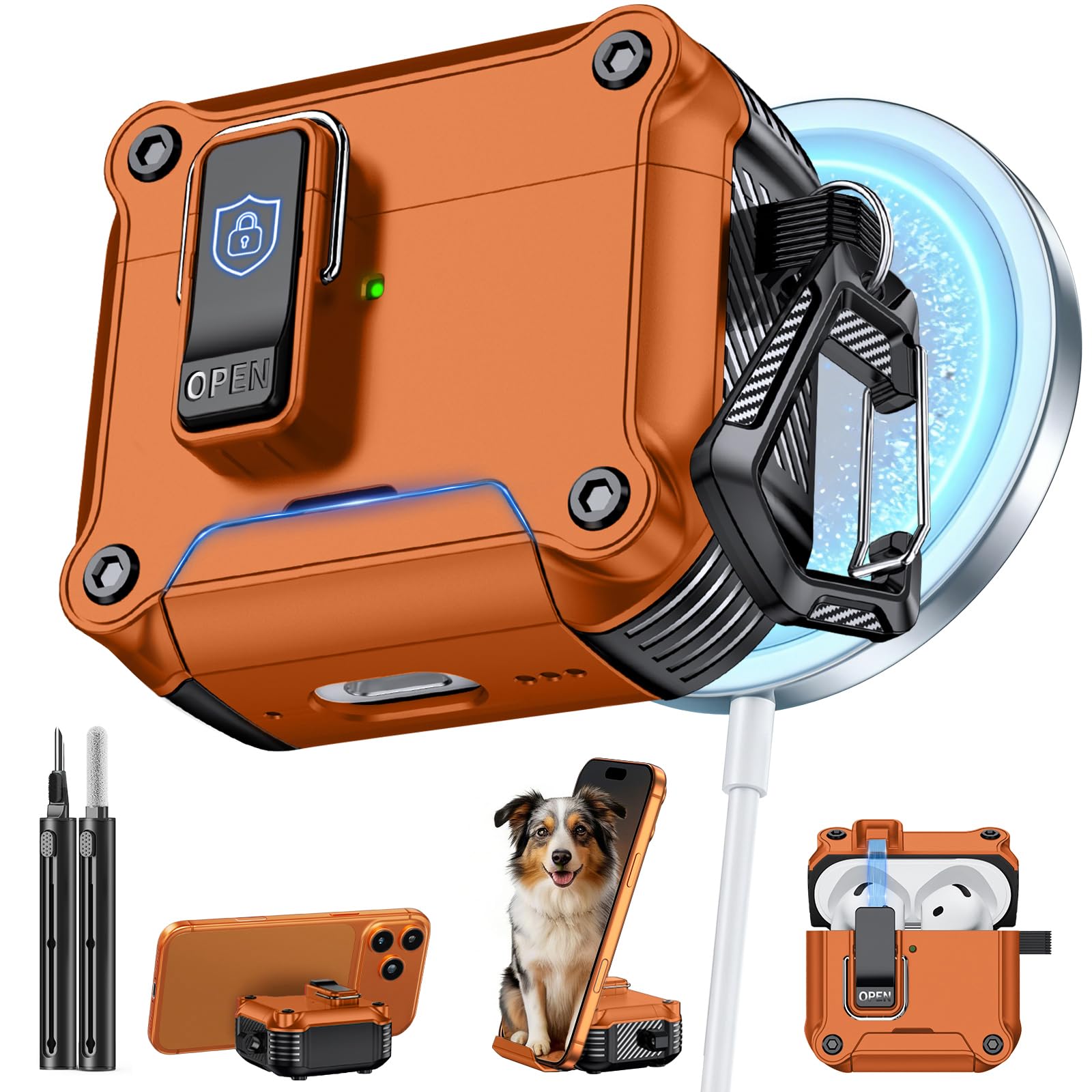 Inesore for AirPods 4 Case with Secure Lock (Orange)