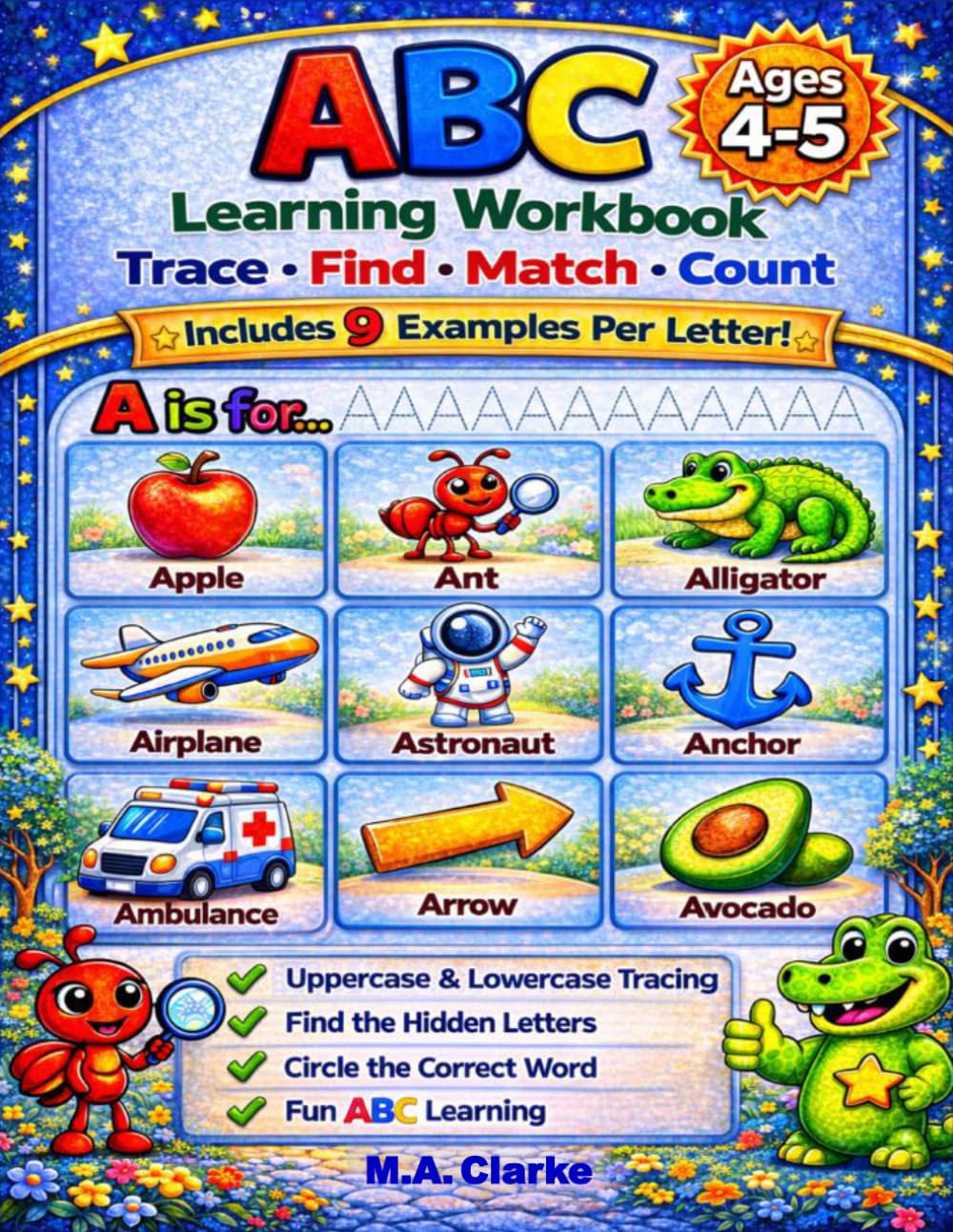 ABC Learning Workbook: ABC Tracing | Letter Recognition & Alphabet Practice | Trace • Find • Count | Build Vocabulary | Ages 4–5 Preschool & Kindergarten Prep | Up to 9 Examples Per Letter