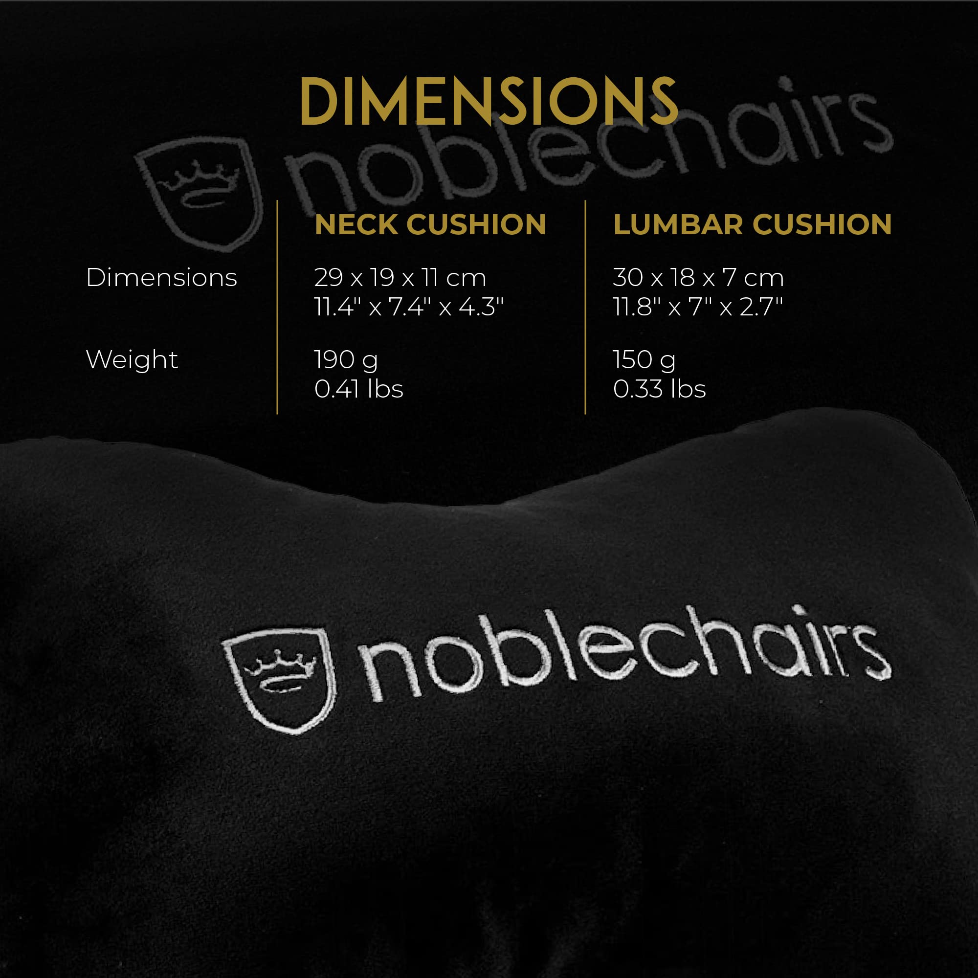 noblechairs Cuscino per Supporto Lombare, Set di Cuscini per Sedia da Gioco, Nero/Bianco