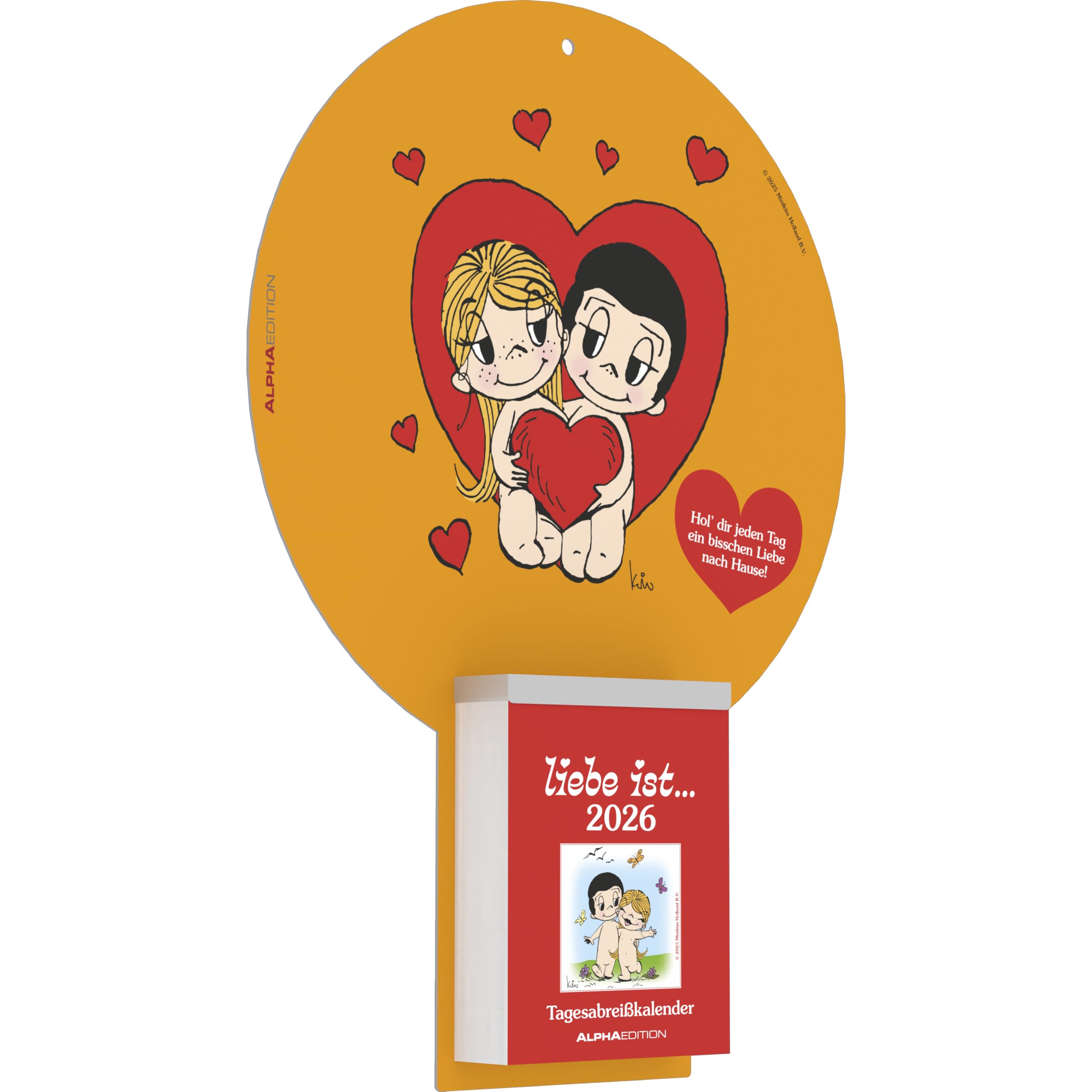 Alpha Edition - Liebe ist… 2026 - Tear-off calendar 22.5 x 31.5 cm (block 8.1 x 10.6 cm) with 313 love motifs and German calendar, romantic daily calendar for couples and lovers