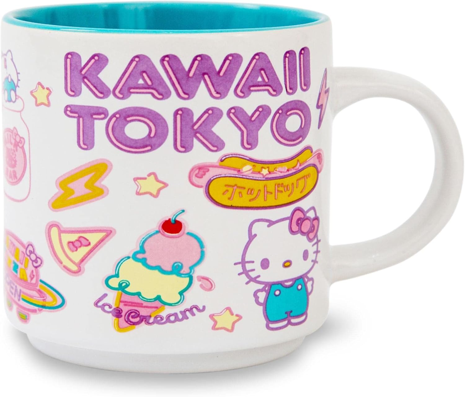 Sanrio Hello Kitty "Kawaii Tokyo" Allover Icons Ceramic Stacking | Large Coffee Cup For Espresso, Caffeine, Beverages, Home & Kitchen Essentials | Cute Gifts and Collectibles | Holds 13 Ounces - Image 4
