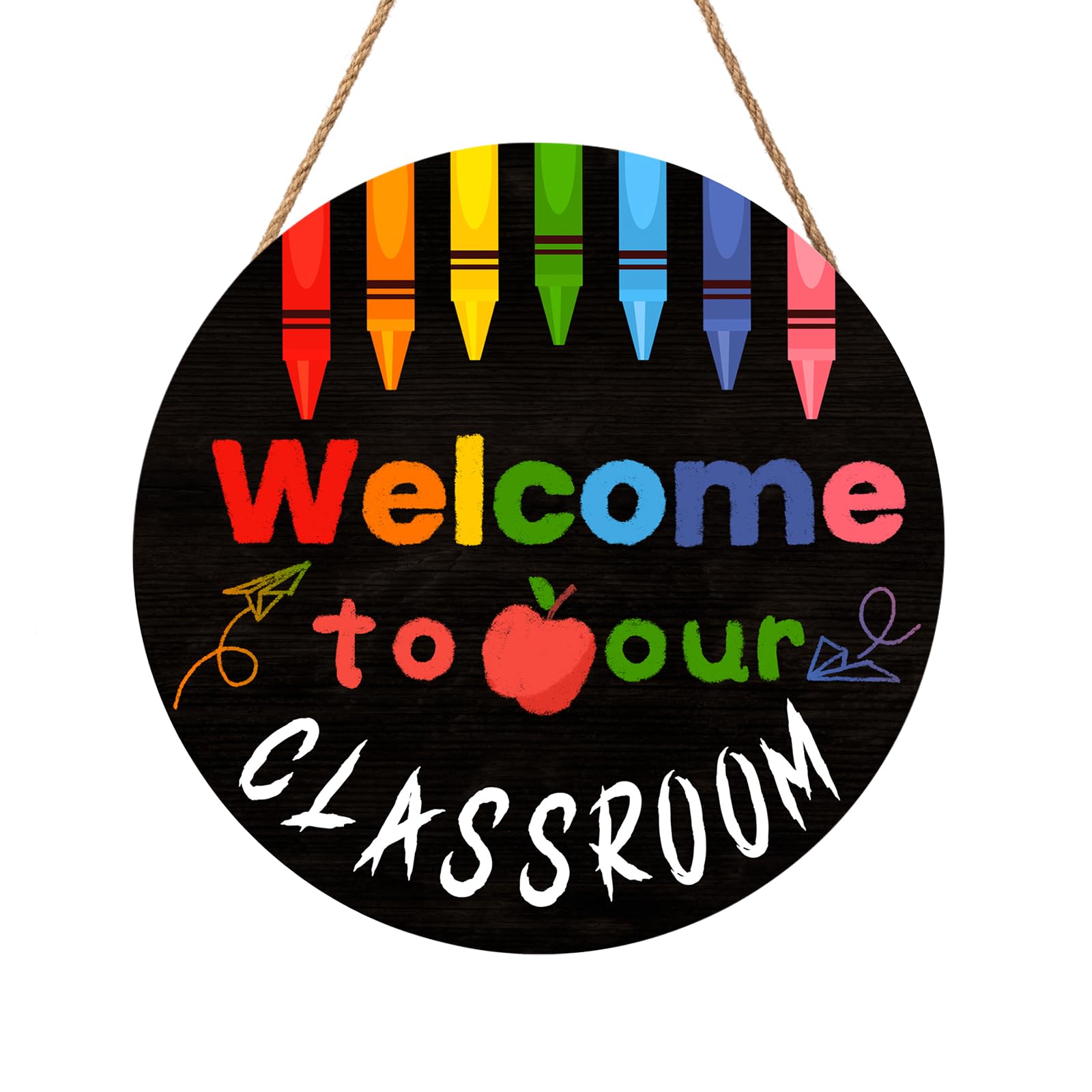 Welcome Sign for Classroom Door Decorations 12x12in Welcome to Our Classroom Sign Welcome Back to School Door Hanger Teacher Welcom Round Metal Hanging Signs for School Classroom Wall Board Supplies