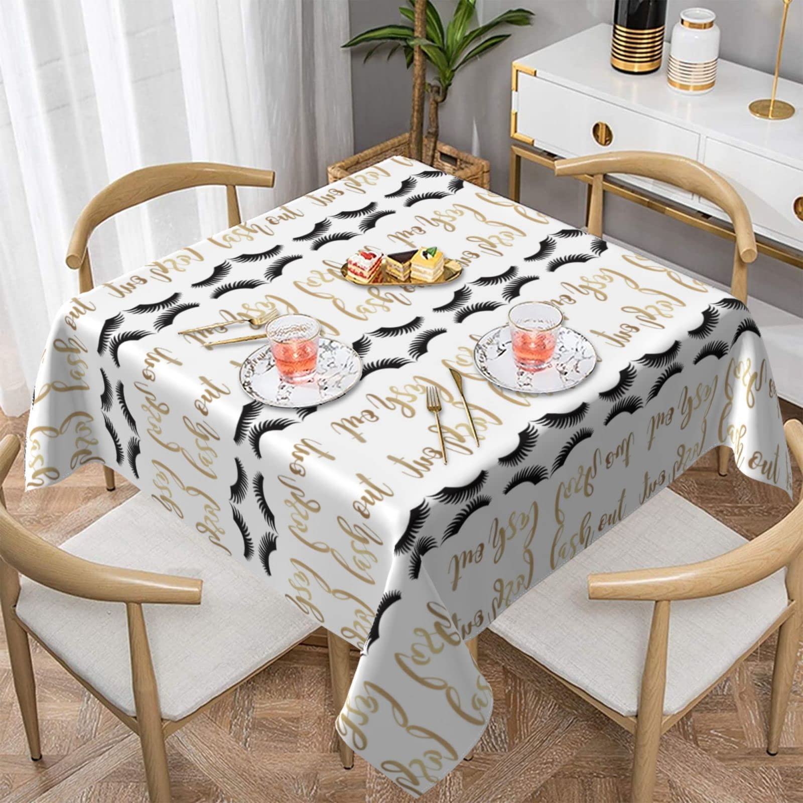 Lawenp Eyelash Square Wrinkle-Free Table Cloth Cover Table Decorative for Wedding Dinning Party Banquet Tabletop