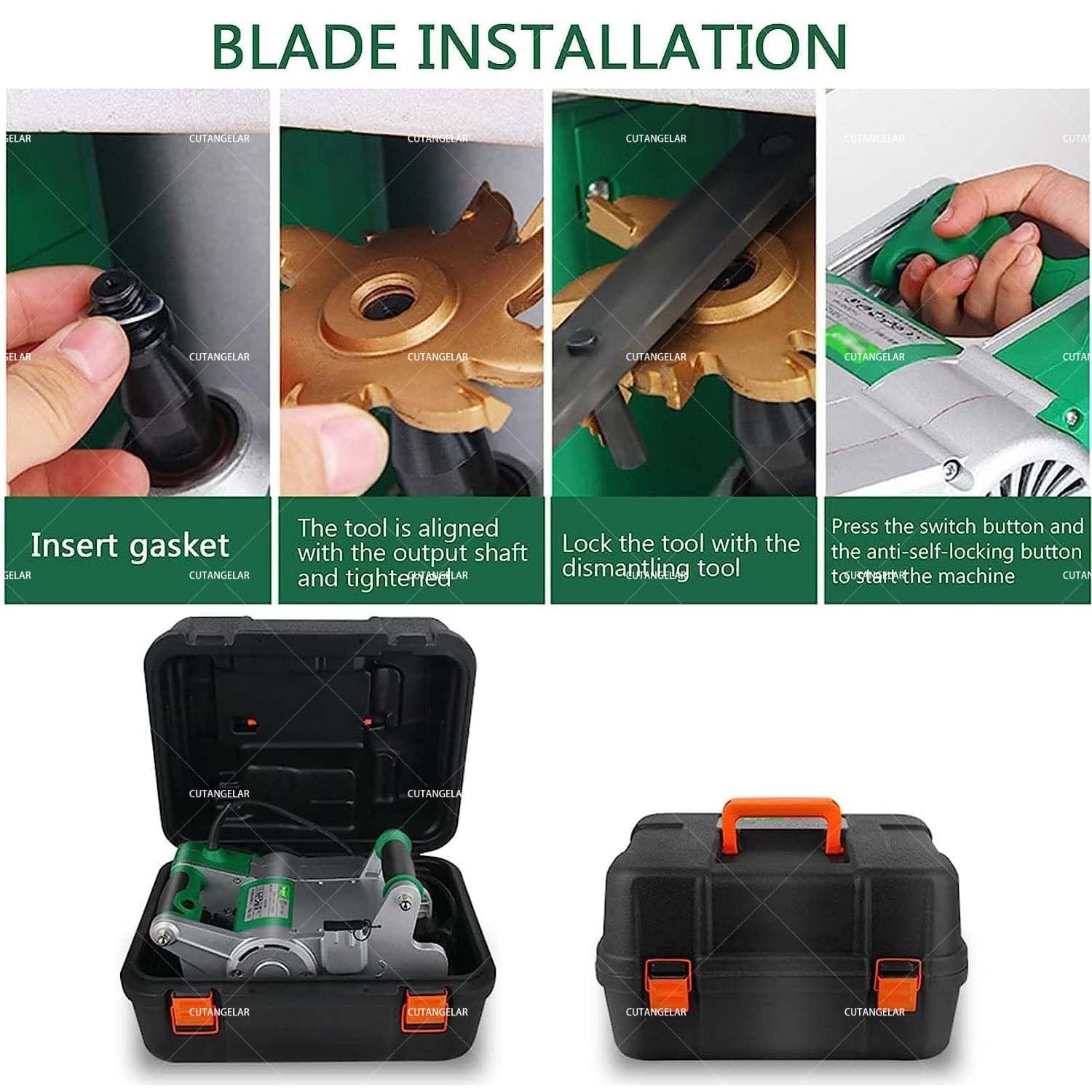 Ranuradora De Pared Eléctrica, 2000 RPM, 1100 W De Potencia, Cuchillas De 25 Mm Y 35 Mm, Diseño Portátil Con Caja. Ideal Para Electricistas, Plomeros Y Otros Contratistas.(Green)