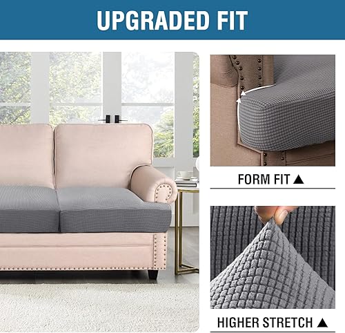 Miniatura 5 de H.VERSAILTEX Fundas elásticas para sofá de 2 piezas con cojines en forma de T, fundas de cojín individuales para sofá de 2 cojines, fundas de cojín