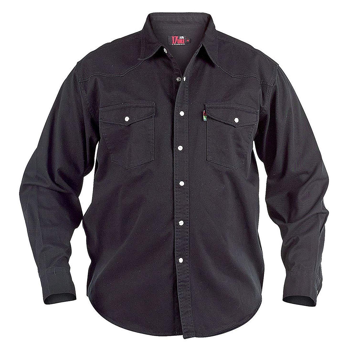 Duke LondonMens Duke Classic Fashion Western Style Denim Shirt in Black