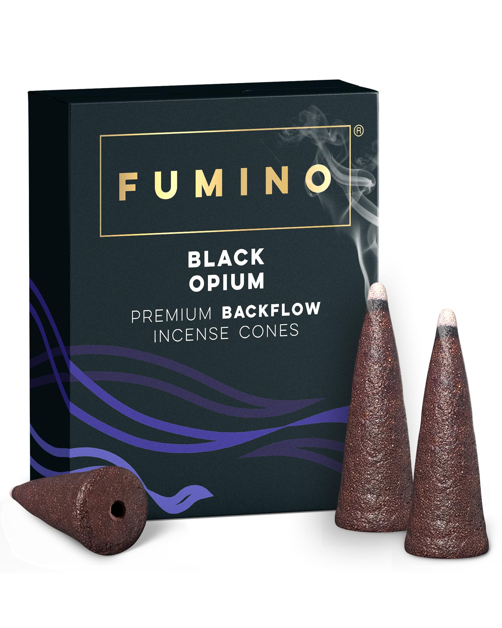 Fumino Black Fumino® Noir Fresh Backflow Incense Cones 15 Per Box Masala Agarbatti Joss Scent Fragrance For Relaxation And Meditation, Home And House Décor