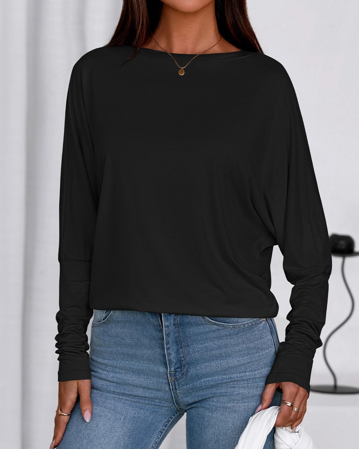 Zenlonr Long Sleeve Tops for Women Fall Fashion Outfits 2025 Crewneck Knit Basic Tee Shirts Business Casual Tops - Image 4