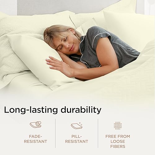 Miniatura 5 de Threadmill Juego de sábanas de 100 % algodón para cama individual XL de 600 hilos con bolsillo profundo de 15 pulgadas, juego de ropa de cama de 3