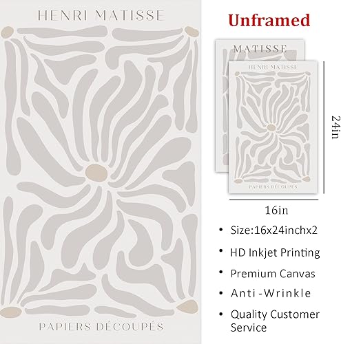 Miniatura 3 de Pósteres de Matisse beige moderno, pintura abstracta de Matisse, póster de arte abstracto de mediados de siglo, arte de pared de Matisse neutro,
