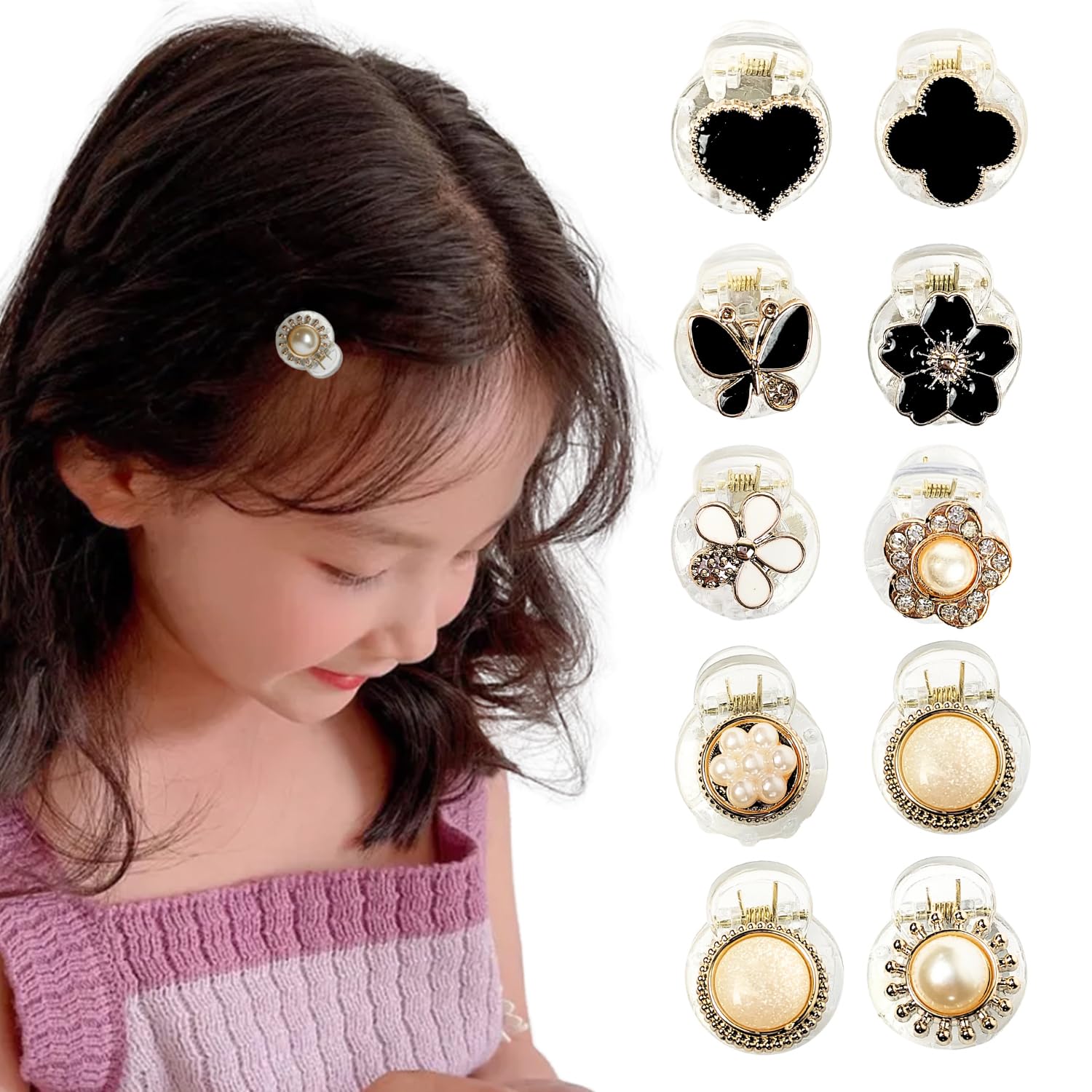 ANNA CREATIONS Baby Girls Mini Hair Claw Clips Fruits Shape Cute Butterfly Non Slip Cute Pattern Baby Hair Clip Girls Hair Accessories for Kids Girls Multicolor Set of 10 Pcs (Style 4)