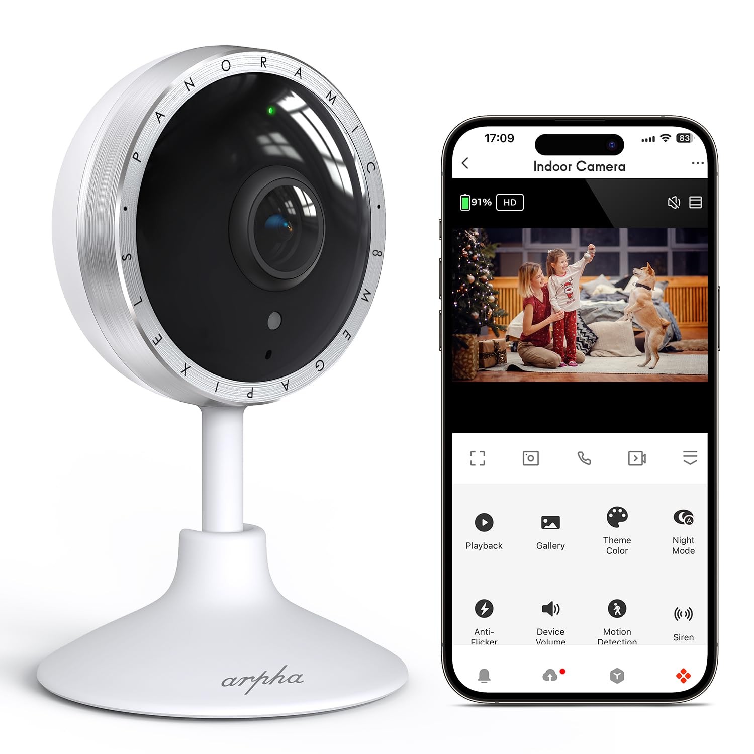 Photo 1 of **** SEALED BY COMPANY******* ARPHA 4K Indoor Security Camera, WiFi Pet Camera for Home Security with PIR Human Detection, Sound Detection, Night Version Two-Way Talk, Support TF Card & Cloud Storage