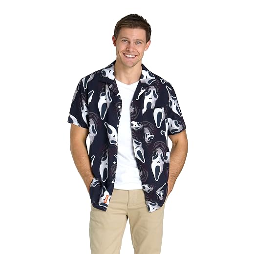 Opposuits Men's Halloween Themed Party Shirt - Short Sleeve Button-Up Shirt