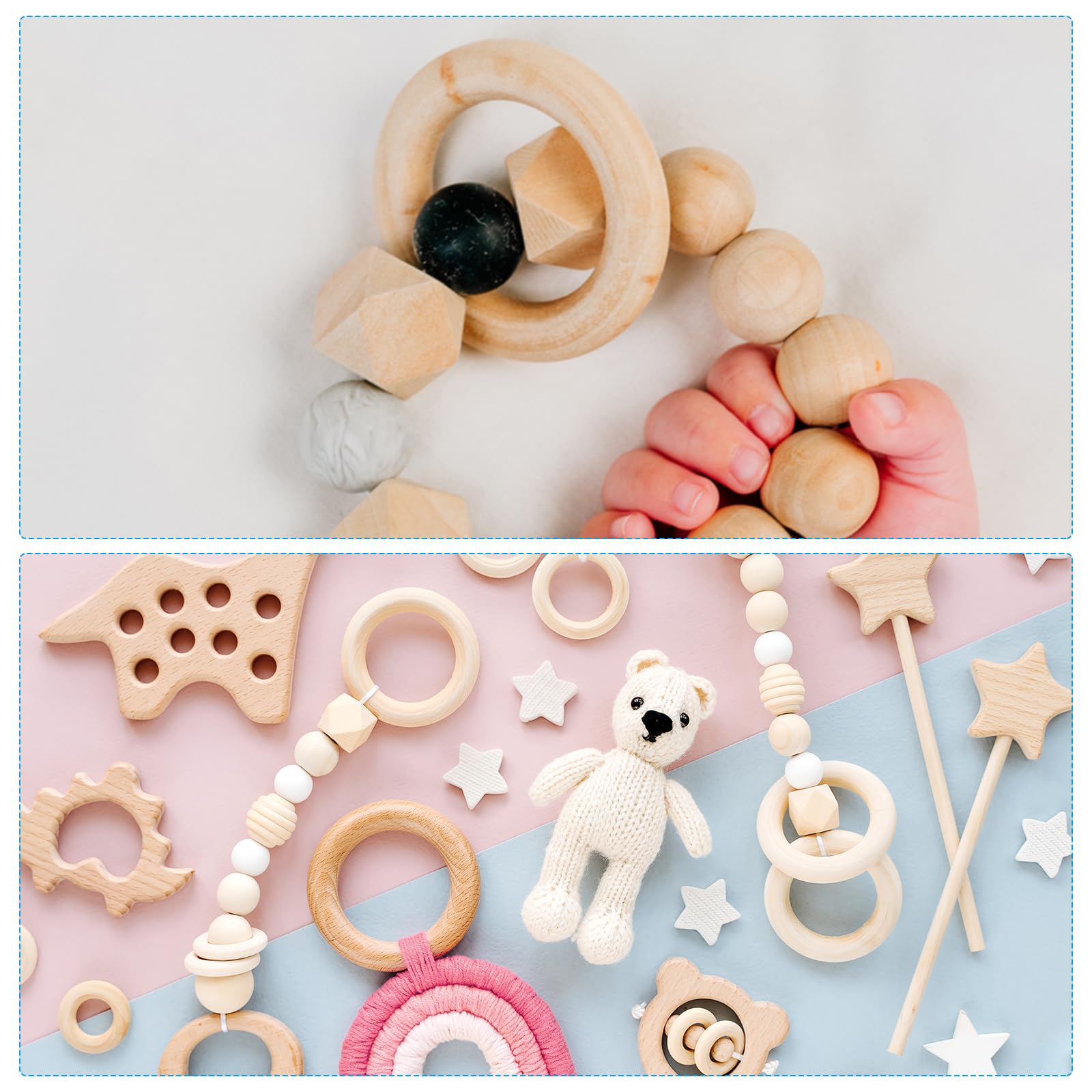 PATIKIL Natural Wood Rings and Unfinished Wooden Beads Set - Image 4