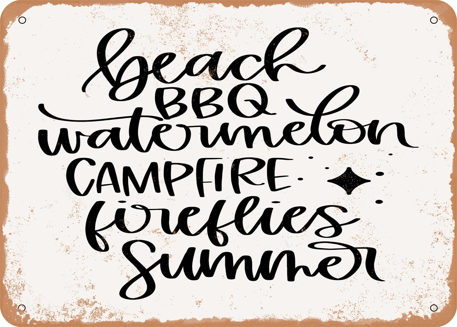 Miaomansenstore Metal Sign - Beach Bbq Watermelon Campfire Fireflies Summer - Vintage Look Sign Home Decor