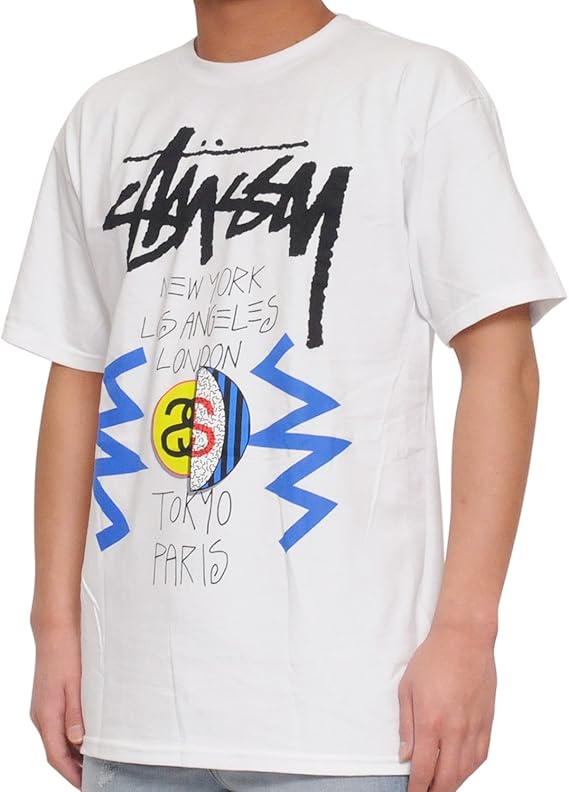 Amazon ステューシー Stussy Tシャツ 半袖 メンズ レディース ユニセックス プリント ホワイト Play Wt Tee M White Tシャツ カットソー 通販