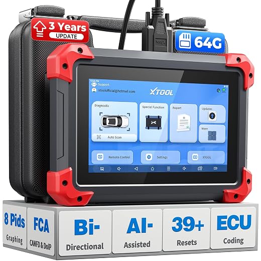 XTOOL D7 Bidirectional Scan Tool with 3-Year Updates, 2023 Newest Automotive Diagnostic Scanner with ECU Coding, All System Scan, 36+ Resets, Key Programming, Crankshaft Relearn, Black, Android 10.0