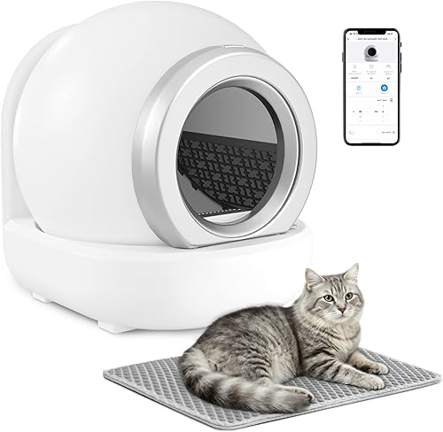 WARCAT Robot de arena Caja de arena automática autolimpiante con control de aplicación, ideal para varios gatos, incluye 2 rollos de bolsas de