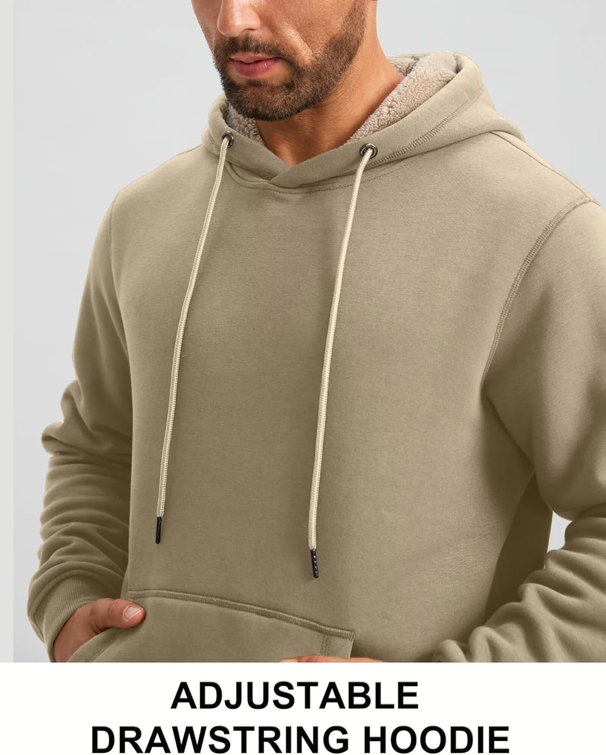 Pudolla Men's Sherpa Hoodie Pullover Winter Thick Warm Fleece Lined Hoodies Athletic Sweatshirts with Kangaroo Pouch Pocket - Image 5