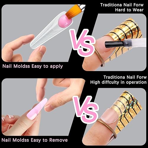 Miniatura 4 de Vnjaoi 120 piezas de formas de uñas dobles, 12 tamaños, extensión media mate, poligel de uñas de cobertura completa, moldes de uñas con constructor