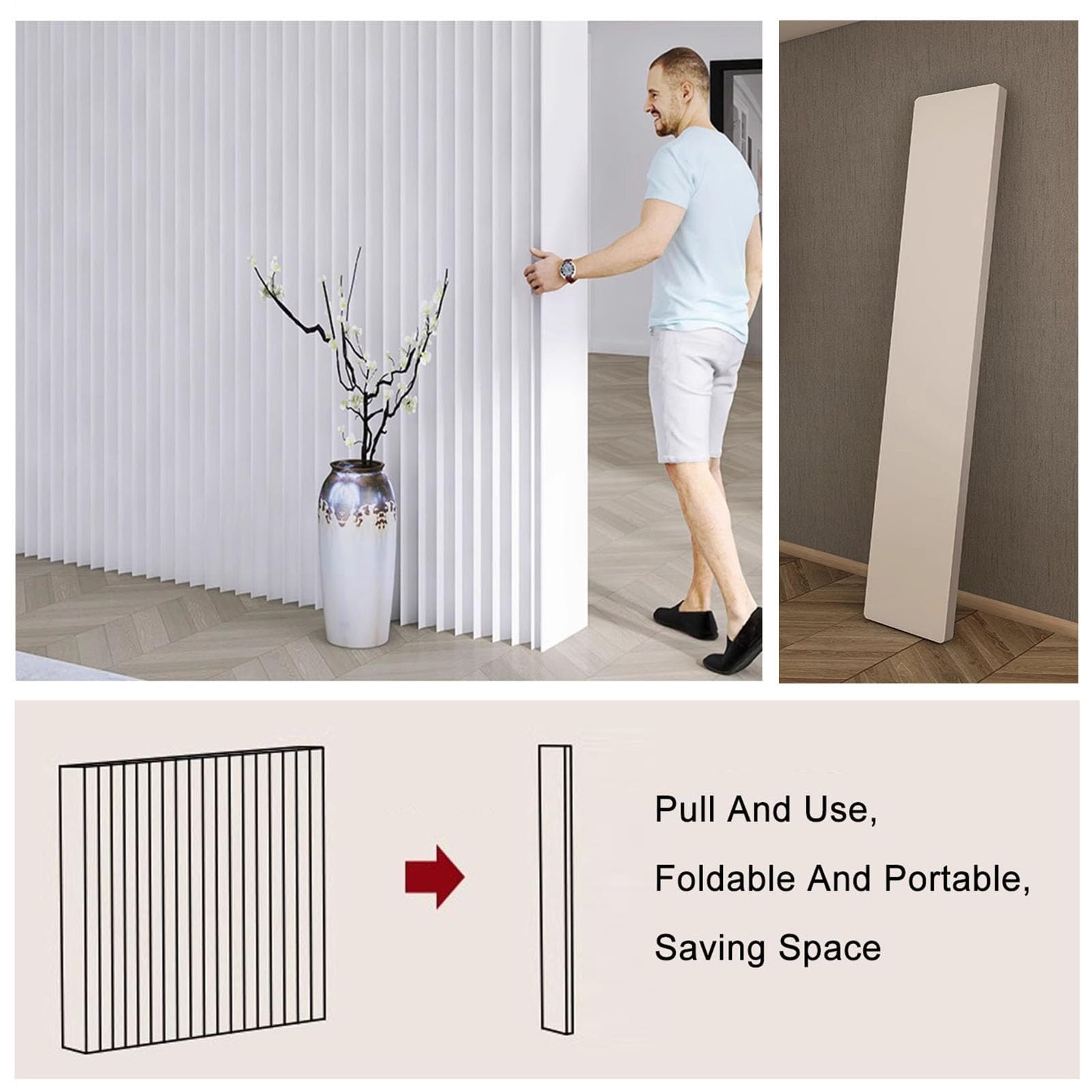 Divisorio Pieghevole Per Stanze HOMSCREENER | 8 Pannelli, Larghezza Max 450 Cm, Altezza 182 Cm | Pannelli Portatili Per Privacy In Ufficio, Scuola, Casa | Telaio In Acciaio, Tessuto Non Trasparente
