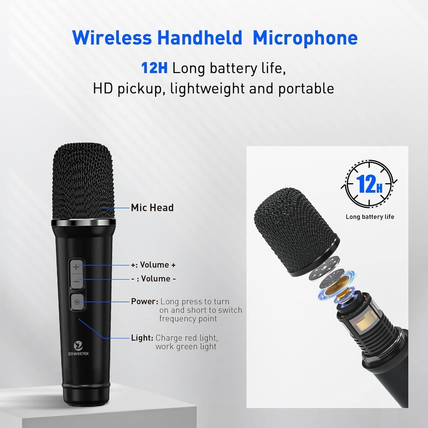 ZOWEETEK 60W Wireless Voice Amplifier with UHF Handheld Mic, Portable Microphone and Speaker Set,Retro PA System Buletooth Speaker for Teaching,Meeting,Public Speaking,Group Activities, Karaoke
