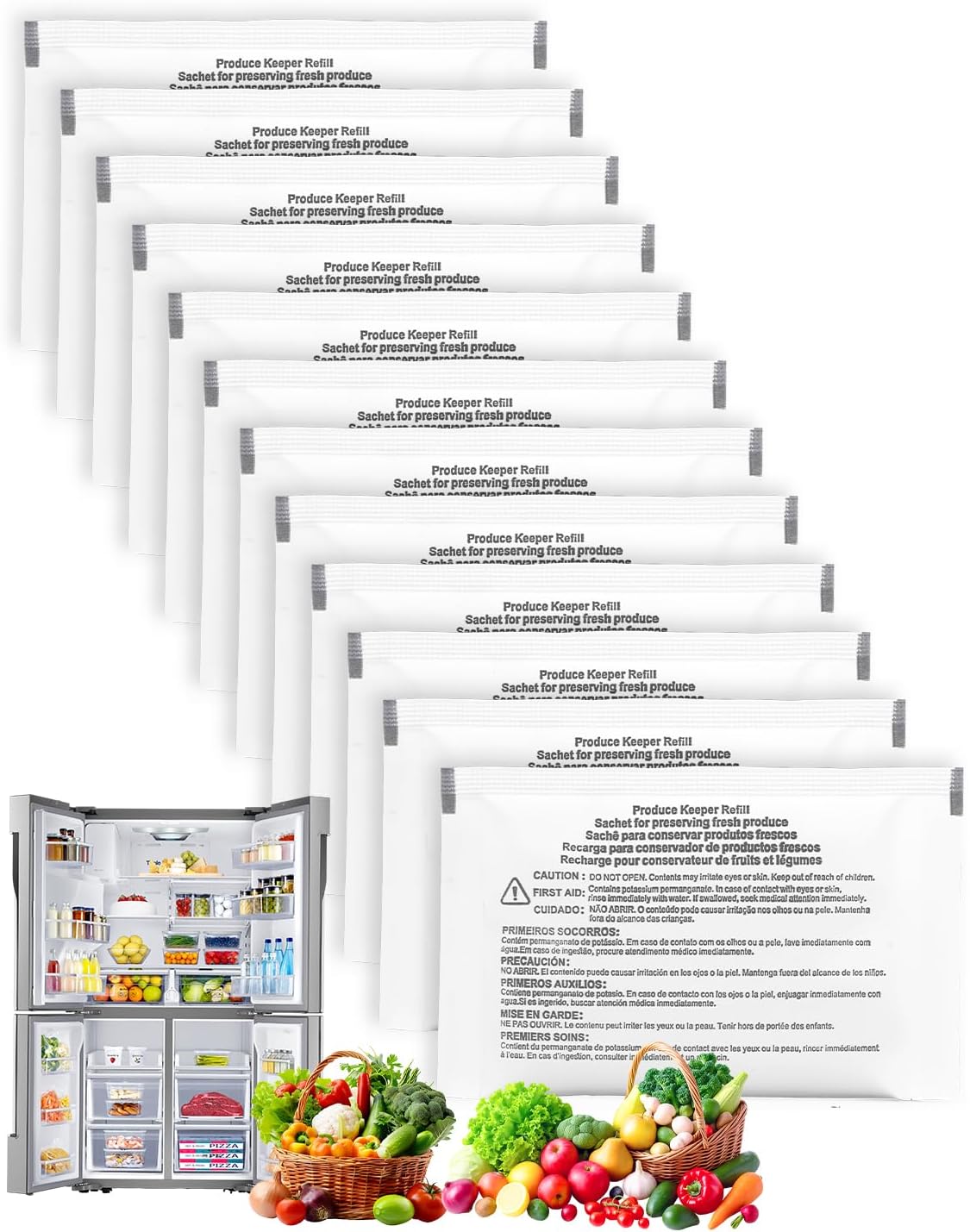 12 Pack Refrigerator Produce Preserver Replacement Compatible with Frigidaire Produce Keeper Filter FRPAPKRF2PK FRPAPKRF Pure Air Produce Keeper