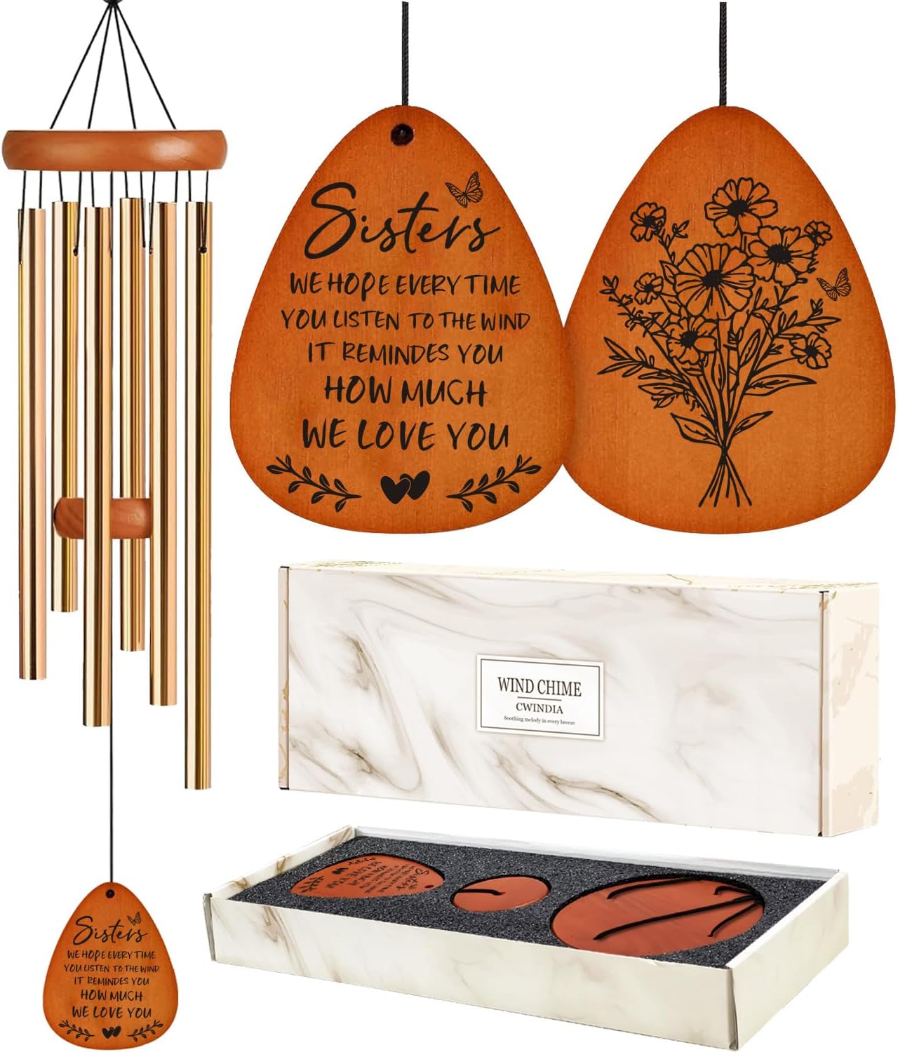 Grandma Birthday Gifts for Grandma, Nana, Grandmother from Grandkids, Personalized 35" Windchime Gift Ideas for Mothers, Valentines, Christmas Day