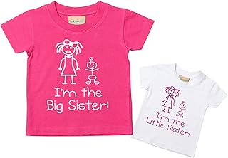 Limited I'm The Little Sister I'm The Big Sister - Juego de camiseta para bebé (tallas de 0 a 6 meses), color rosa