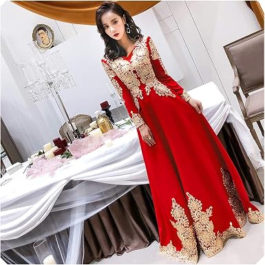 Amazon.com: Manga Larga Rojo Estilo Oriental Vestidos de Novia China  Vintage Tradicional de la Boda Vestido de Cheongsam : Ropa, Zapatos y  Joyería