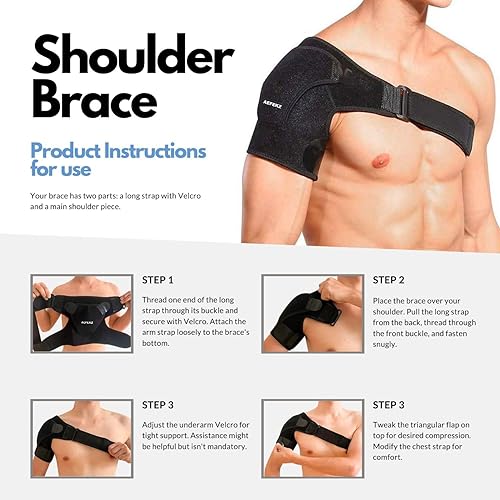 Miniatura 5 de Soporte de hombro de compresión para hombre y mujer, manga de compresión, soporte térmico para manguito rotador rotador, bursitis, tendinitis,