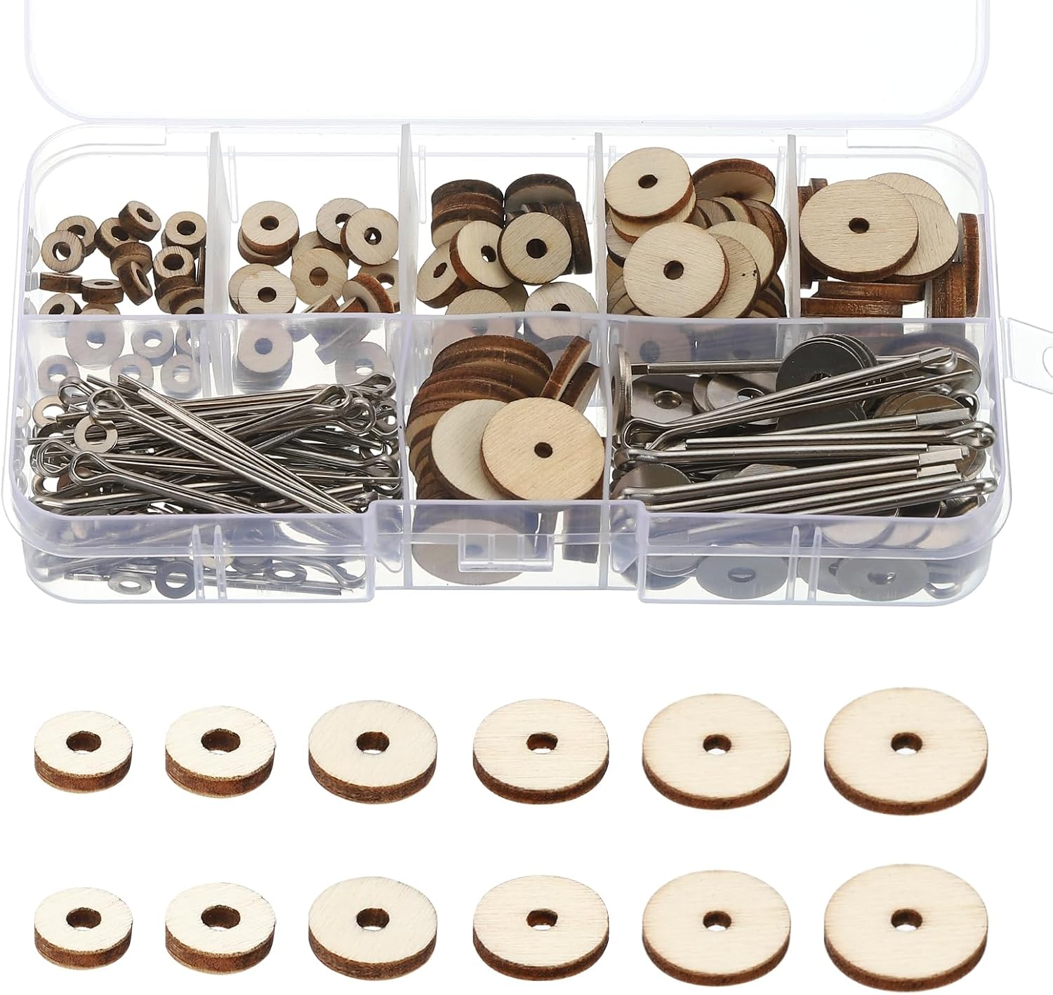 PATIKIL 12mm-30mm 6 Sizes Doll Joints, 60 Set Removable Cotter Pin Joints Connector and Fiberboard Tray for Bear Limbs Making Head DIY Crafts Accessories