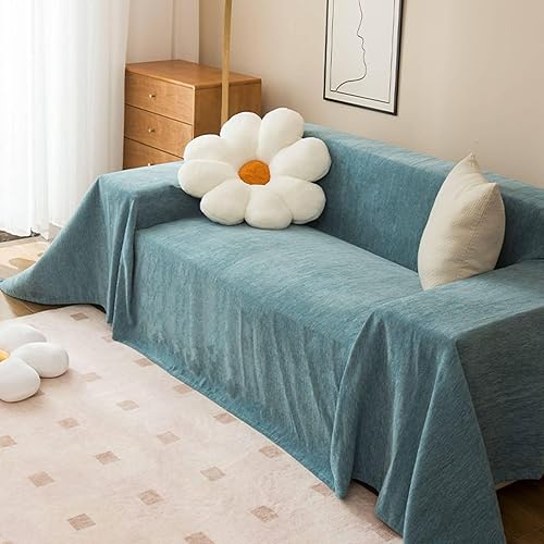 Fundas verdes para sofá de 2 cojines, protector de muebles de felpilla de color liso, 71 pulgadas de ancho x 110 pulgadas de largo