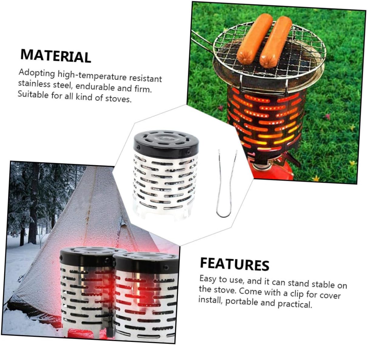 ibasenice Stainless Steel Camping Cooking Gear Stove Cover Portable Heater Shield for Outdoor Camping Cooking image 5