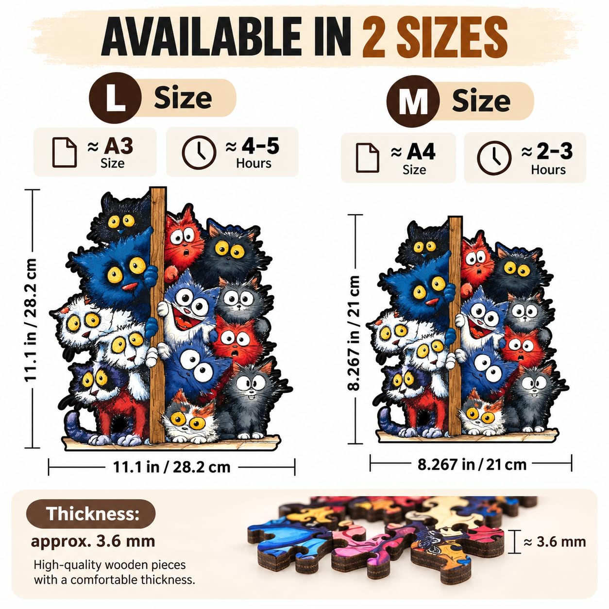 Drewniana układanka dla dorosłych 3D kot dekoracja ścienna DIY puzzle