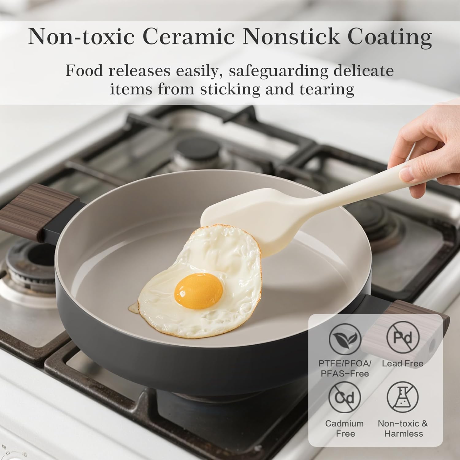 VONIKI Ceramic Cookware Set, Nonstick Stock Pots With Stainless Steel Steamer for Cooking Pot Set, Soup Pot With Lid, Multipots with Steamer Basket for Pot, Pasta Strainer Insert, Pots and Pans Black